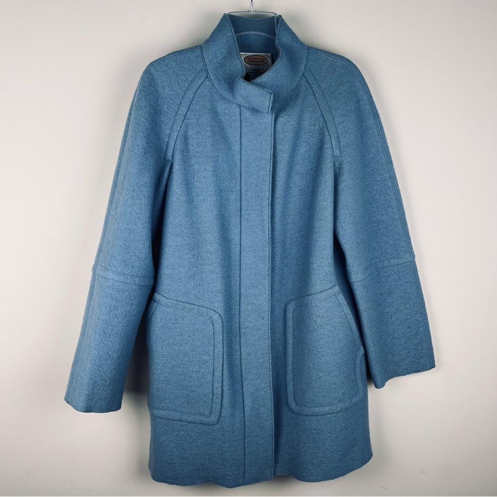 Talbots Light Blue Cape Coat 100% Italian Wool Elegant Outerwear pockets womans